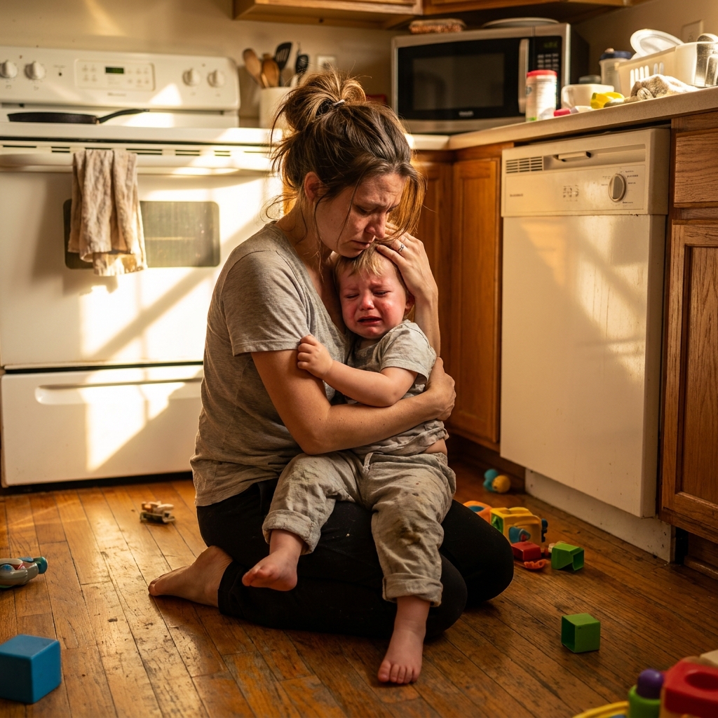 A toddler boy standing confidently in a bathroom in light blue underwear.